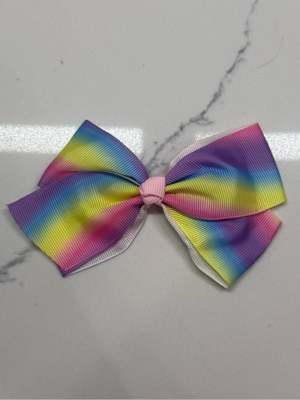 Kids Ribbon Hair Bows - Purple, Rainbow, Pink